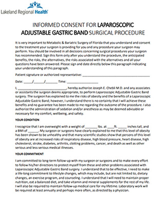 Laparoscopic Adjustable Gastric Banding Forms